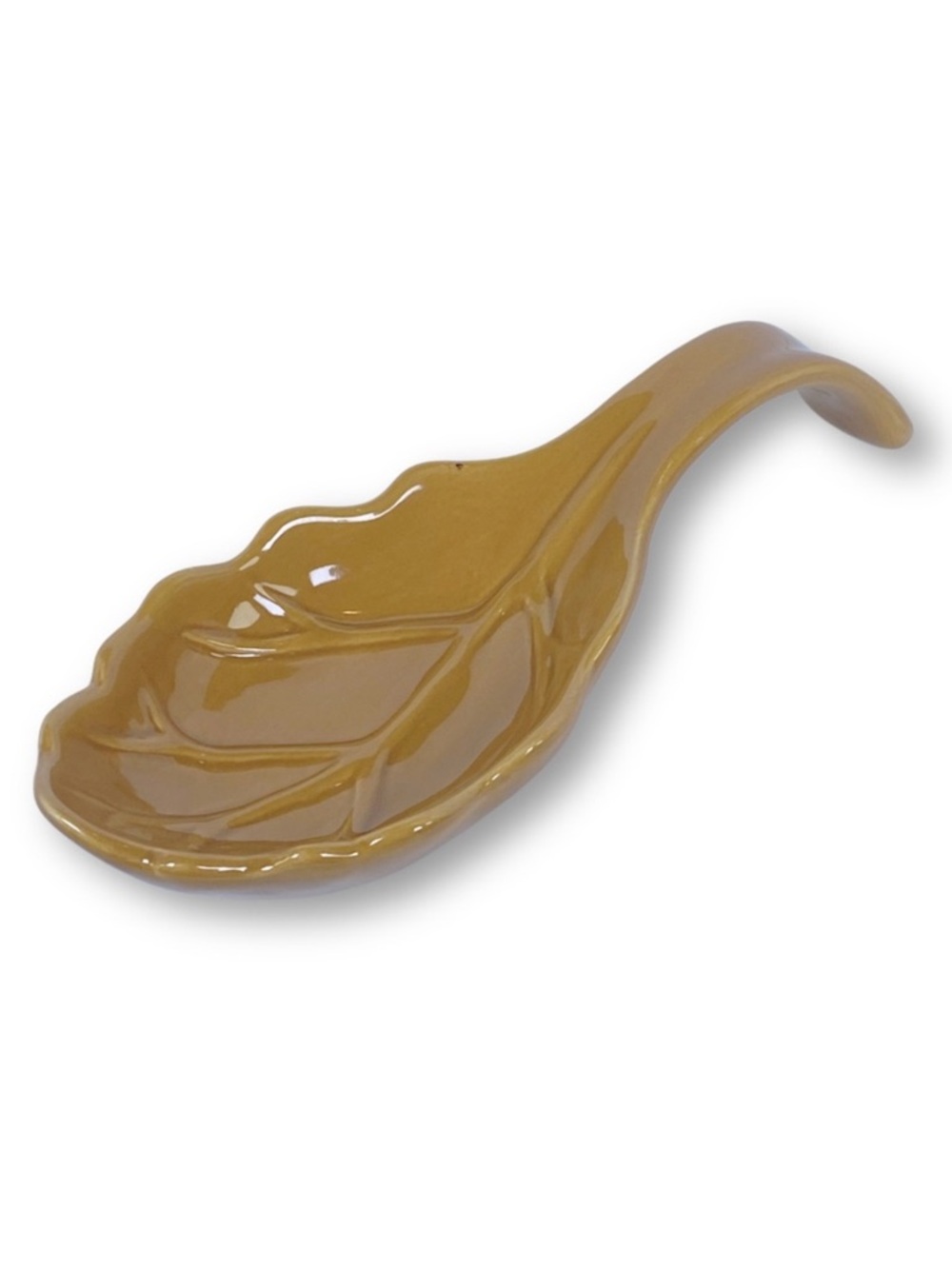 Tabletops Gallery Vintage Gold Painted Leaf Ceramic Spoon Rest Fall Decor